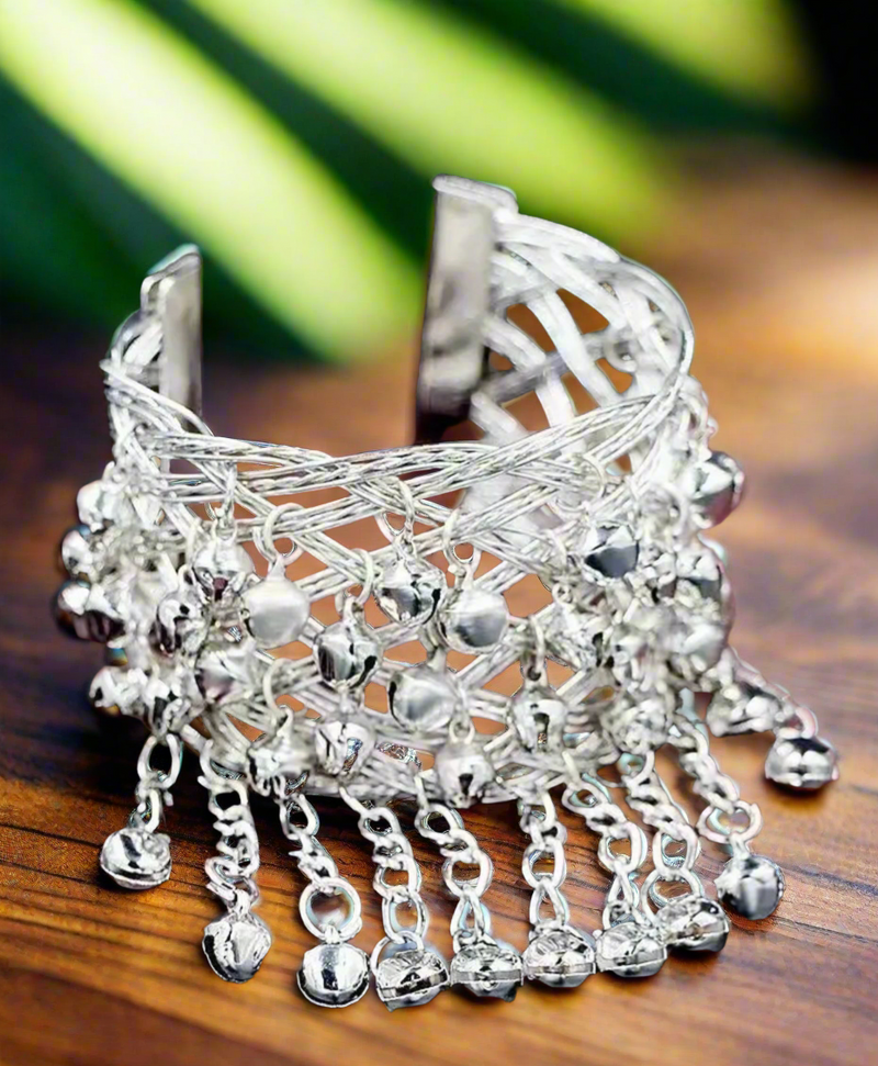 Lamiya Silver Bell Cuff Bracelet - Desiree W.A.R Store
