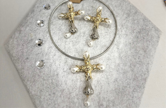 Regal Cross Pearl Set - Desiree W.A.R Store